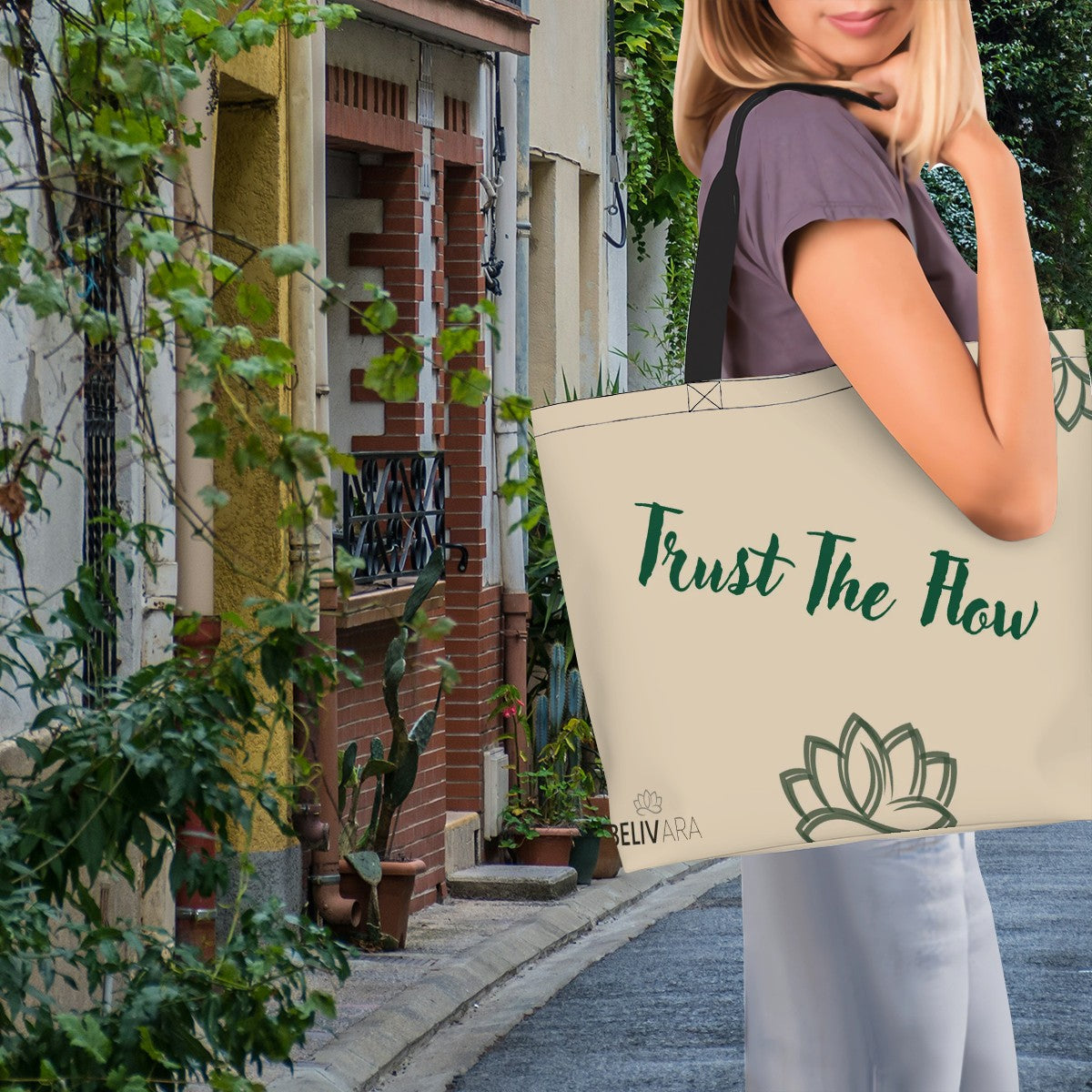 Champagne Tote – Sand Harmony (Large)